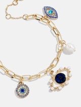 BaubleBar Evil Eye Charm Bracelet - Gold/Blue -
Gold chain with evil eye charms