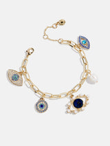 BaubleBar Evil Eye Charm Bracelet - Gold/Blue -
Gold chain with evil eye charms