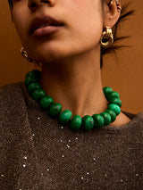 BaubleBar Joan Semi-Precious Necklace - Malachite -
Malachite chunky bead necklace