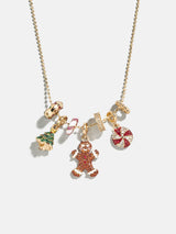 BaubleBar Holly Jolly Christmas Charm Necklace - Gingerbread Man -
Gold ball chain with Christmas charms