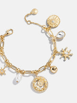 BaubleBar Star Power Celestial Charm Bracelet - Gold/Pavé - 
    Paperclip chain with crystals
