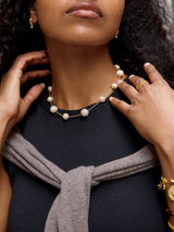 BaubleBar Blair Pearl Necklace - Gold/Pavé - 
    Pavé pearls on a gold chain