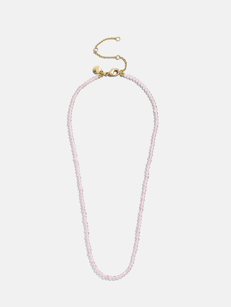 Semi-Precious Cluster Charm Necklace  Chain - Rose Quartz