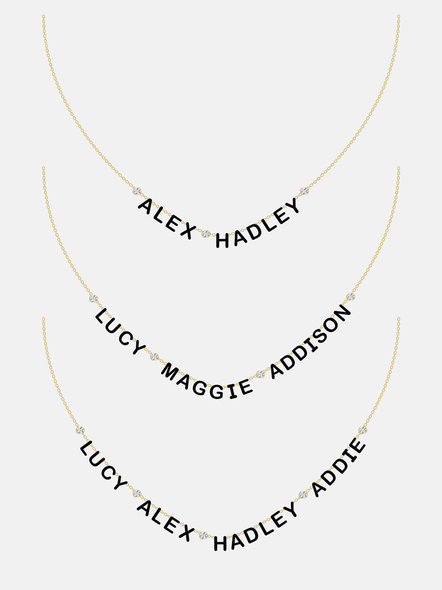 14K Gold Custom Multi Name Necklace - 4 Names