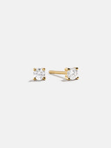BaubleBar Debra 18K Gold Earrings - 3MM Debra Earring - 
    Cubic zirconia stud earrings