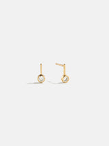 BaubleBar Fallon 14K Gold Bezel Earrings - 5MM Stone -
Crystal huggie earrings