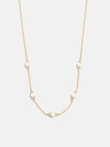 BaubleBar Yasmine 18K Gold Pearl Necklace - Gold/Pavé - 
     Gold chain with pearls