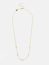 BaubleBar Yasmine 18K Gold Pearl Necklace - Gold/Pavé - 
     Gold chain with pearls