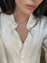 BaubleBar Yasmine 18K Gold Pearl Necklace - Gold/Pavé - 
     Gold chain with pearls