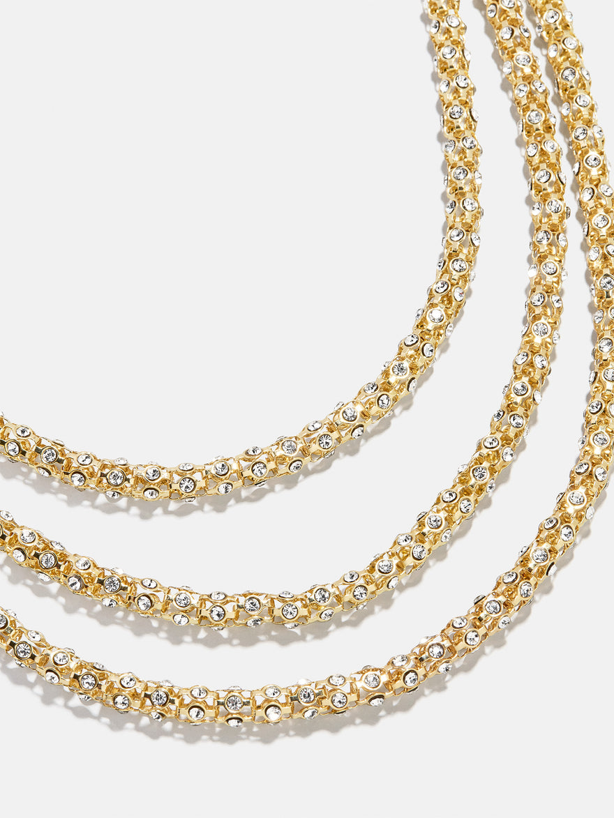 Crystal Layered Necklace - Gold/Pavé