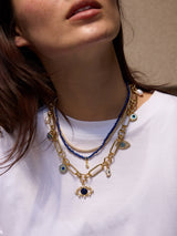 BaubleBar Ojo Evil Eye Charm Necklace - Gold/Blue -
Gold paperclip chain with charms