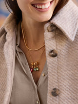 BaubleBar Merry & Bright Christmas Charm Necklace - Christmas Lights - 
    Gold ball chain with holiday charms