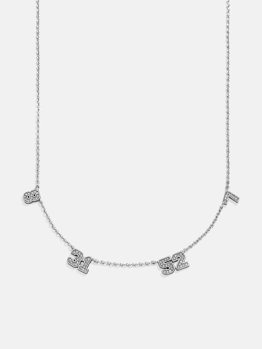 Varsity Number Custom Necklace - Four Silver Stations