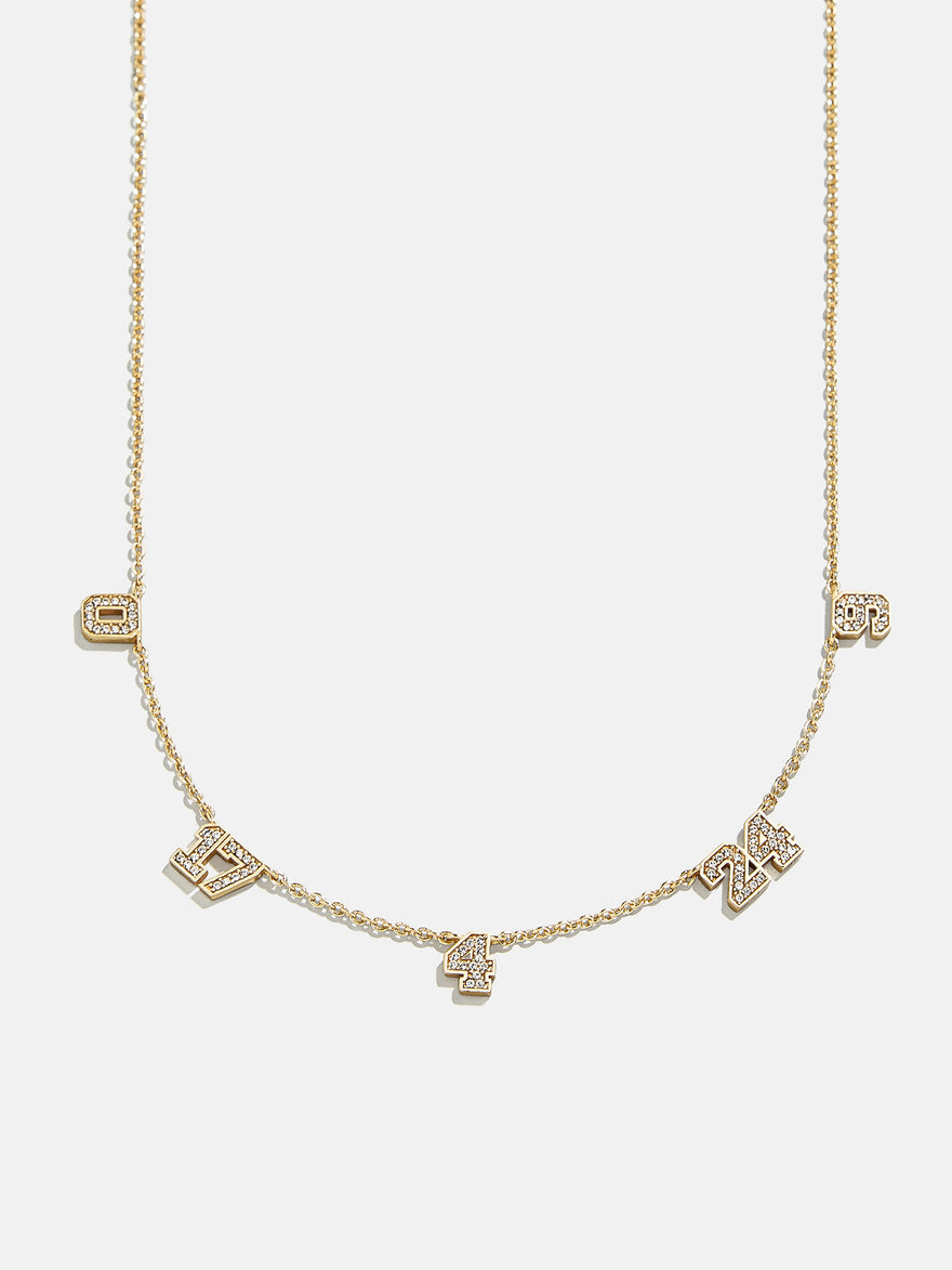 Varsity Number Custom Necklace - Five Gold Stations