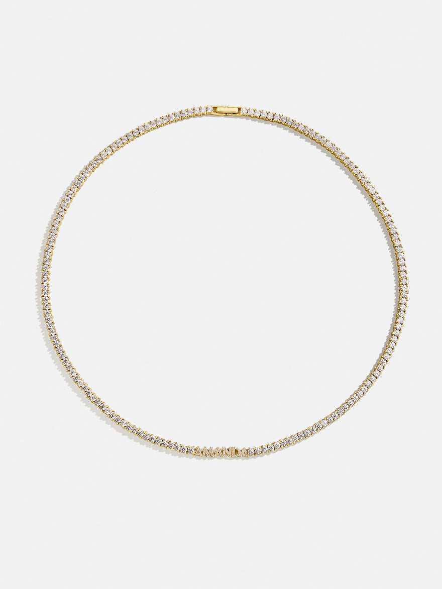 Billie 18K Gold Tennis Custom Nameplate Necklace - Mini Block