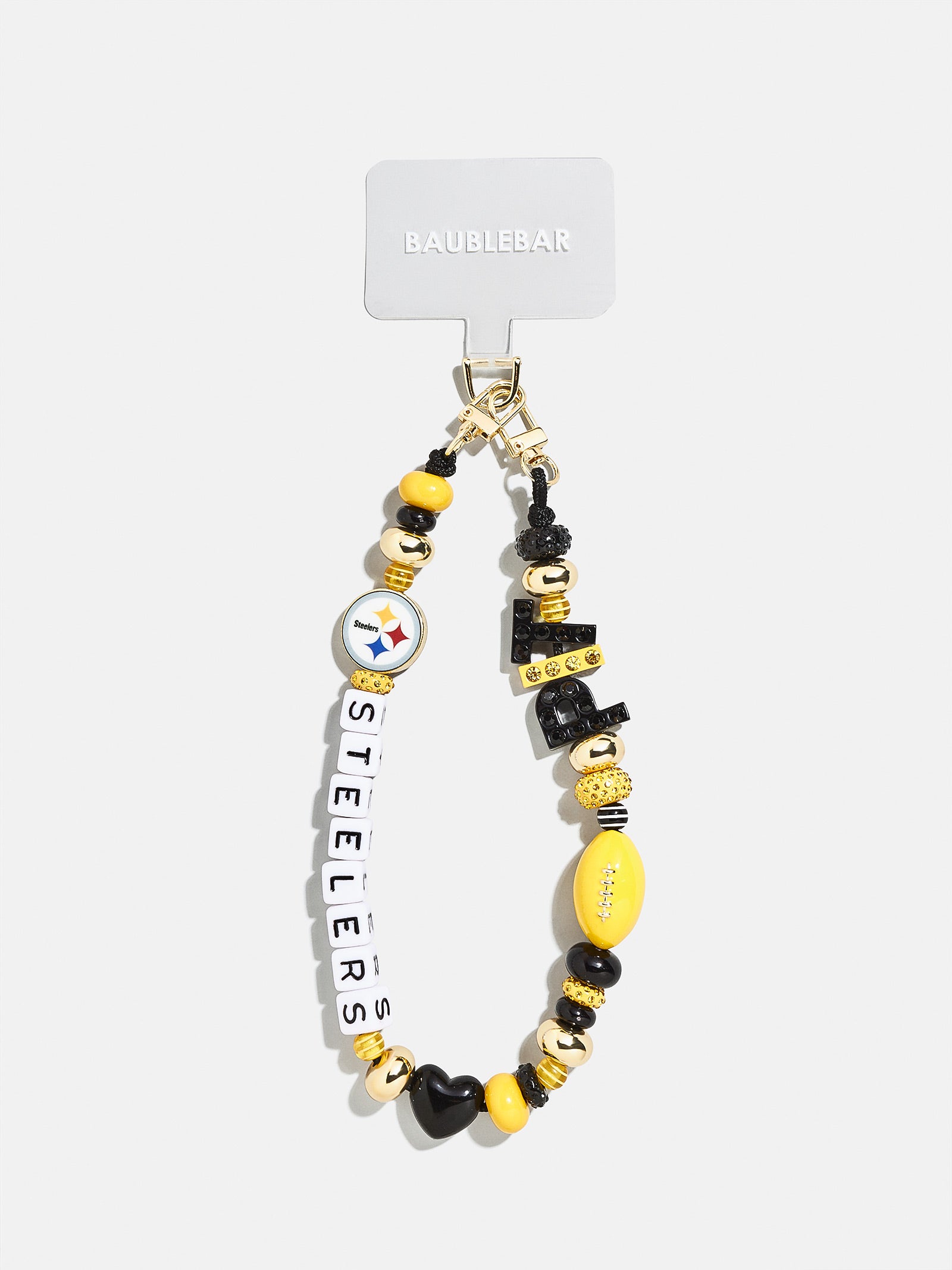 NFL Beaded Phone Charm - Pittsburgh Steelers