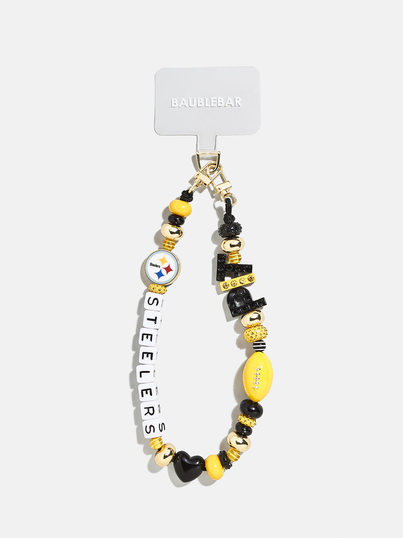 NFL Beaded Phone Charm - Pittsburgh Steelers
