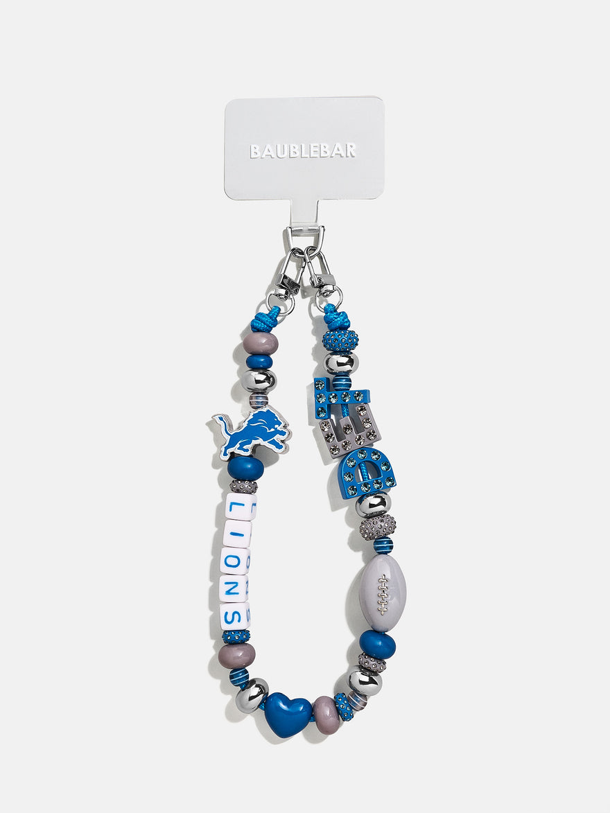 NFL Beaded Phone Charm - Detroit Lions