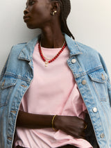 BaubleBar Janette Beaded Ring Necklace - Carnelian -
Resin charm necklace