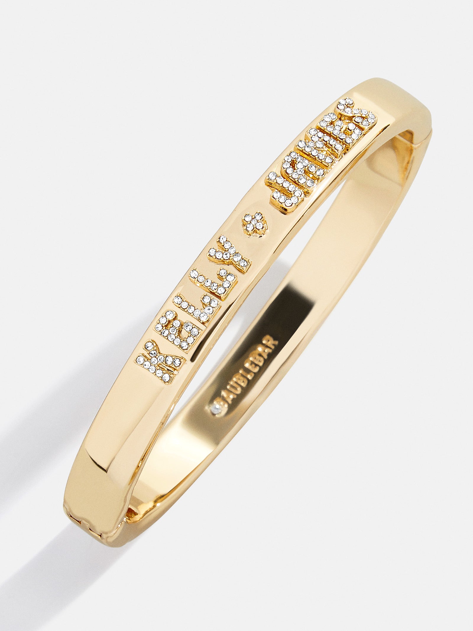 Groovy Letter Custom Hinge Bangle - Gold/Pavé