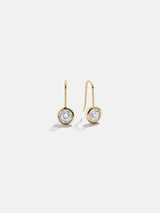 BaubleBar Mini Fallon 18K Gold Bezel Earrings - 8MM Stone -
Crystal Drop Earrings