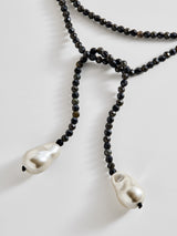 BaubleBar Semi-Precious Pearl Wrap Necklace - Onyx -
Beaded necklace with baroque pearls