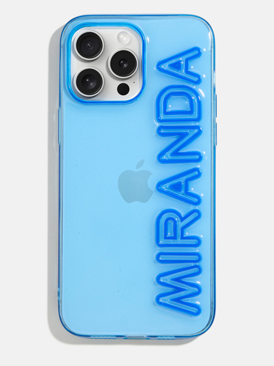 Fine Line Custom iPhone Case - Transparent Blue/Dark Blue