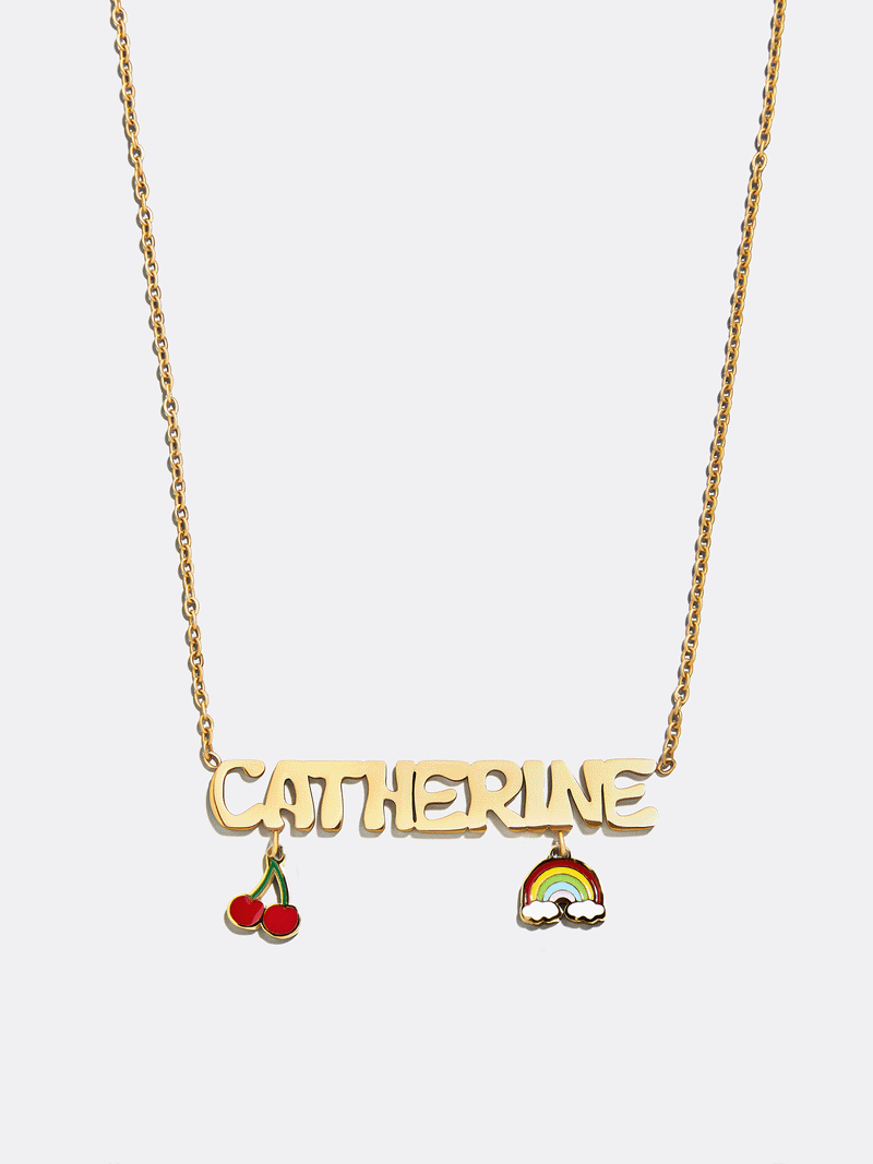 Waterproof Kids’ Custom Nameplate Charm Necklace - Gold