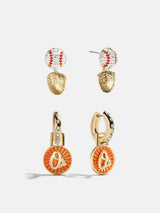 BaubleBar MLB Hoop Earring Set - Baltimore Orioles -
Two pairs of Baltimore Orioles earrings