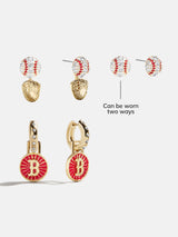 BaubleBar MLB Hoop Earring Set - Boston Red Sox -
Two pairs of Boston Red Sox earrings