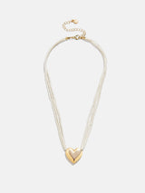 BaubleBar Millie Kids' Bubble Heart Necklace - Gold/Pearl -
Gold heart pendant with pearls