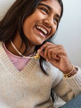 BaubleBar Millie Kids' Bubble Heart Necklace - Gold/Pearl -
Gold heart pendant with pearls