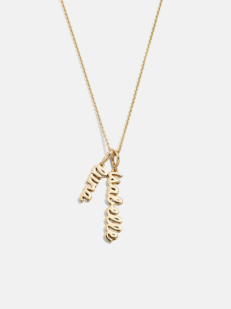 Mini Gold Script Cluster Custom Nameplate Necklace - 2 Names