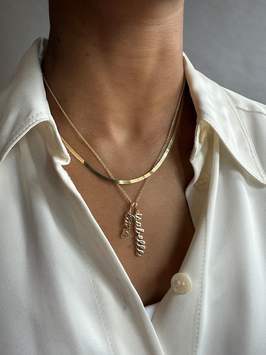 Mini Gold Script Cluster Custom Nameplate Necklace - 4 Names