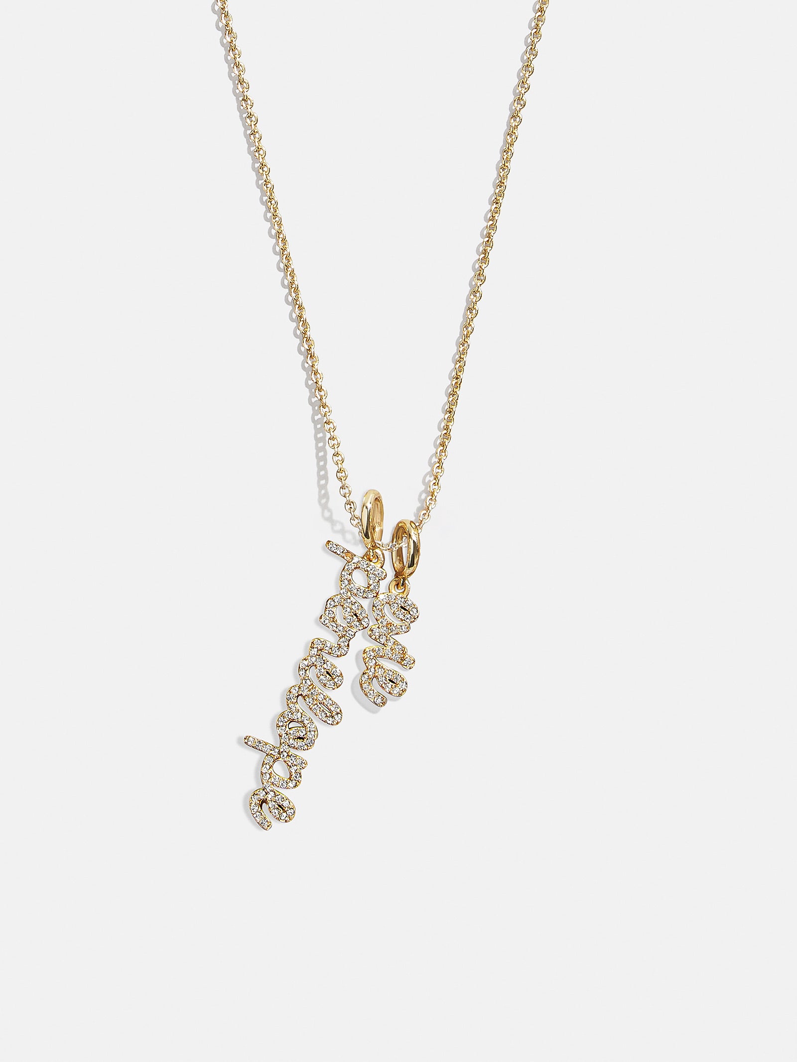 Mini Pavé Script Cluster Custom Nameplate Necklace - 2 Names