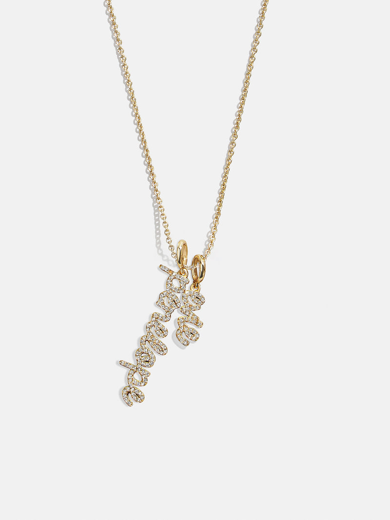 Mini Pavé Script Cluster Custom Nameplate Necklace - 2 Names