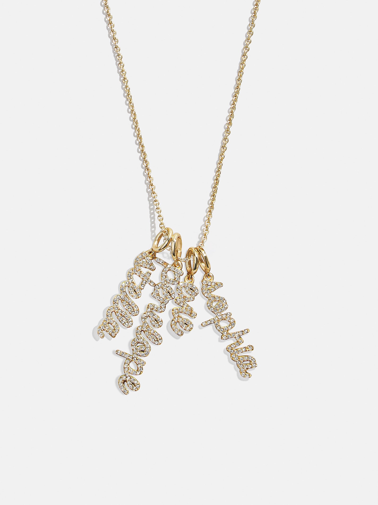 Mini Pavé Script Cluster Custom Nameplate Necklace - 4 Names