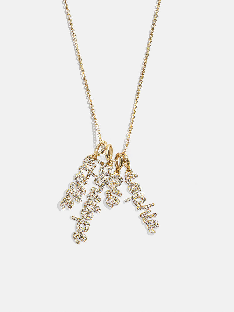 Mini Pavé Script Cluster Custom Nameplate Necklace - 4 Names