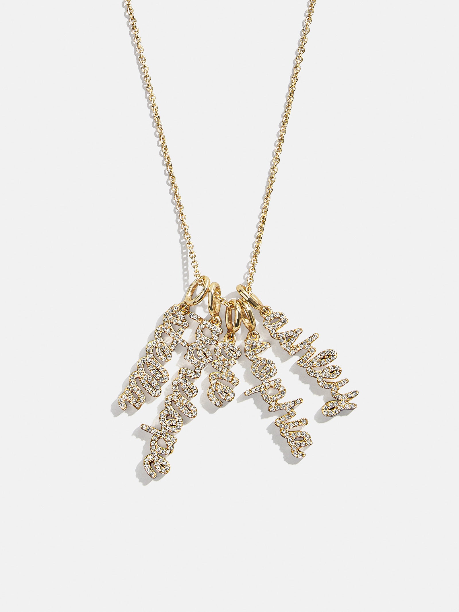 Mini Pavé Script Cluster Custom Nameplate Necklace - 5 Names
