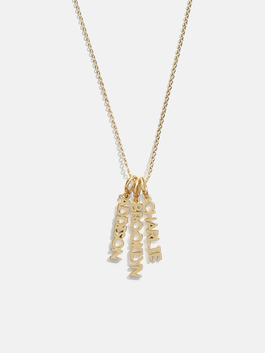 Mini Gold Block Cluster Custom Nameplate Necklace - 3 Names