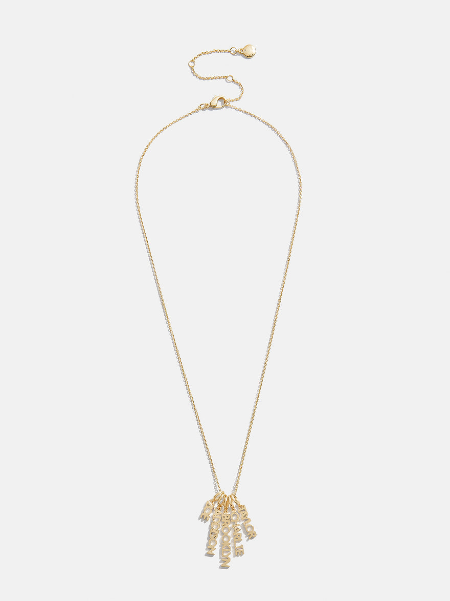 Mini Gold Block Cluster Custom Nameplate Necklace - 2 Names
