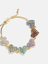 BaubleBar Hearts for Days Kids' Crystal Heart Bracelet - Blue Multi -
Heart charms on a gold bracelet
