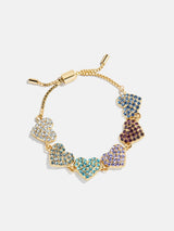 BaubleBar Hearts for Days Kids' Crystal Heart Bracelet - Blue Multi -
Heart charms on a gold bracelet