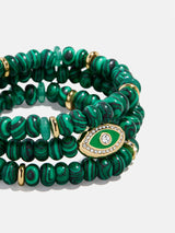 BaubleBar Energy Aligned Evil Eye Bracelet Set - Malachite -
Set of three beaded bracelets