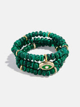 BaubleBar Energy Aligned Evil Eye Bracelet Set - Malachite -
Set of three beaded bracelets