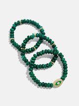 BaubleBar Energy Aligned Evil Eye Bracelet Set - Malachite -
Set of three beaded bracelets