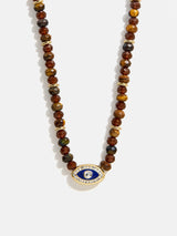BaubleBar Positive View Semi-Precious Evil Eye Necklace - Tiger's Eye -
Black beaded necklace