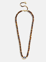 BaubleBar Positive View Semi-Precious Evil Eye Necklace - Tiger's Eye -
Black beaded necklace