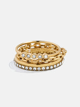 BaubleBar Camille Waterproof Ring Set - Camille Waterproof Ring Set -
Set of four gold rings