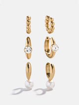 BaubleBar Tess Waterproof Earring Set - Tess Waterproof Earring Set -
Set of three gold earrings